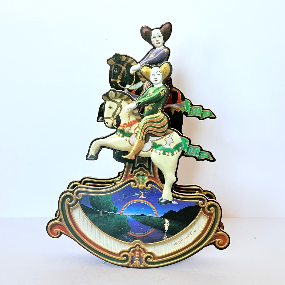 VTG Koji Murai “Two Fantastic Clowns on Rocking Horses” Rocking Music Box 11.5”